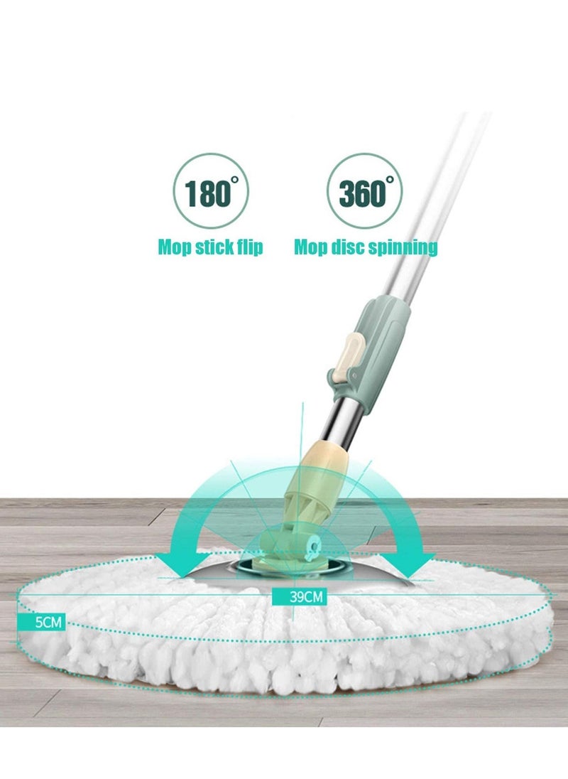 Arabest - Rotating Mop and Bucket Set, 360° Rotating Bucket, Floor Cleaning System, Easy Wringing Floor Mop, 2 Microfibre Replacement Mop Heads Adjustable Stainless Steel Extended Handle - Image 1