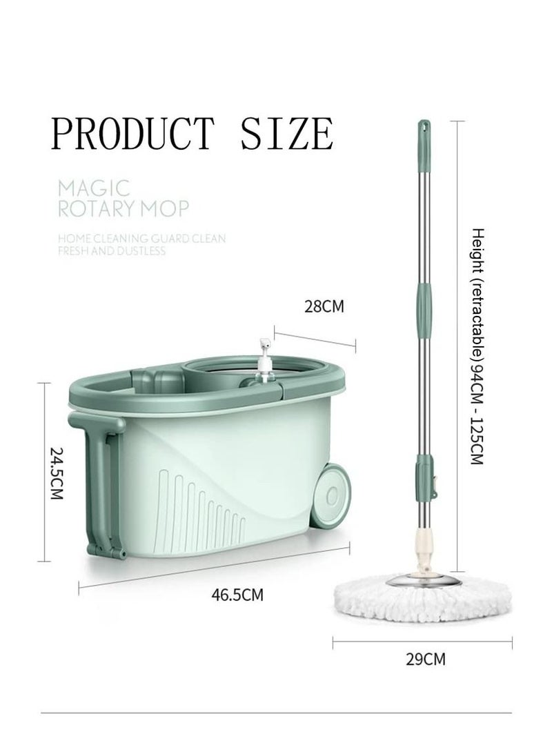 Arabest - Rotating Mop and Bucket Set, 360° Rotating Bucket, Floor Cleaning System, Easy Wringing Floor Mop, 2 Microfibre Replacement Mop Heads Adjustable Stainless Steel Extended Handle - Image 1