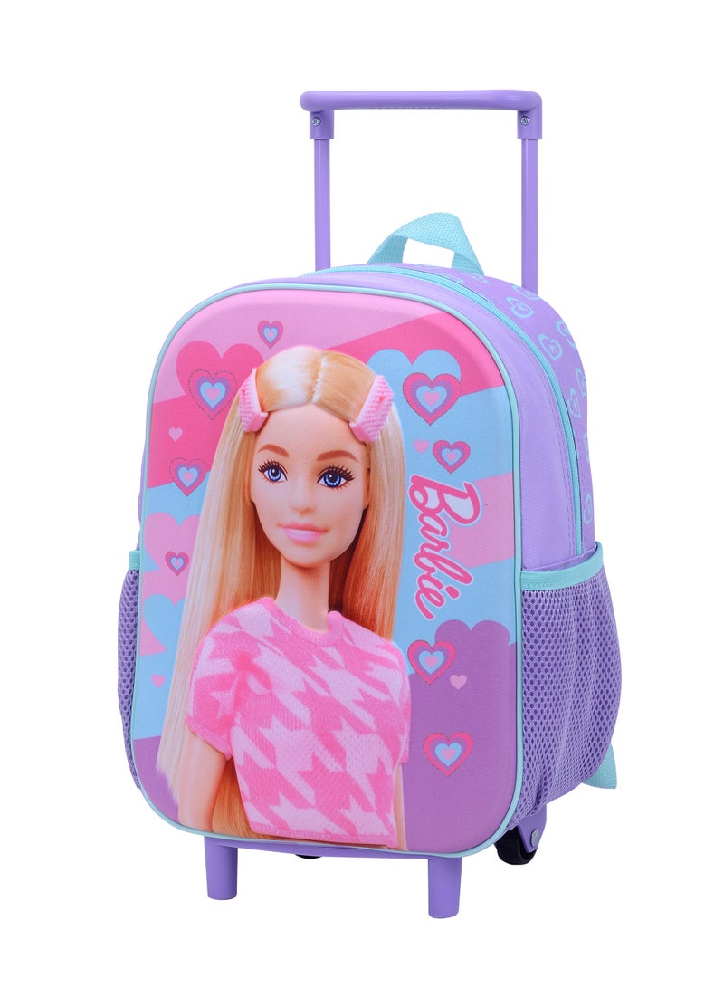 Barbie مجموعة حقائب ترولي باربي 3 قطع للفتيات - مجموعة أمتعة للأطفال 12 بوصة مع حقيبة أقلام وحقيبة غداء - وردي - Image 3