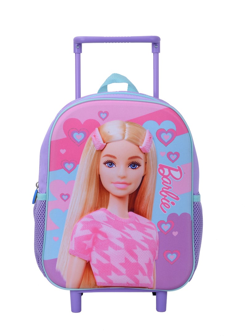 Barbie مجموعة حقائب ترولي باربي 3 قطع للفتيات - مجموعة أمتعة للأطفال 12 بوصة مع حقيبة أقلام وحقيبة غداء - وردي - Image 1