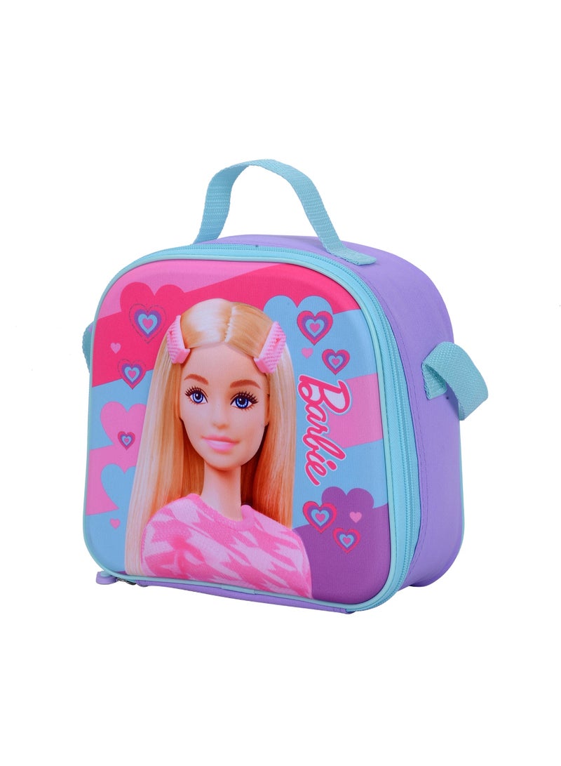 Barbie مجموعة حقائب ترولي باربي 3 قطع للفتيات - مجموعة أمتعة للأطفال 12 بوصة مع حقيبة أقلام وحقيبة غداء - وردي - Image 4