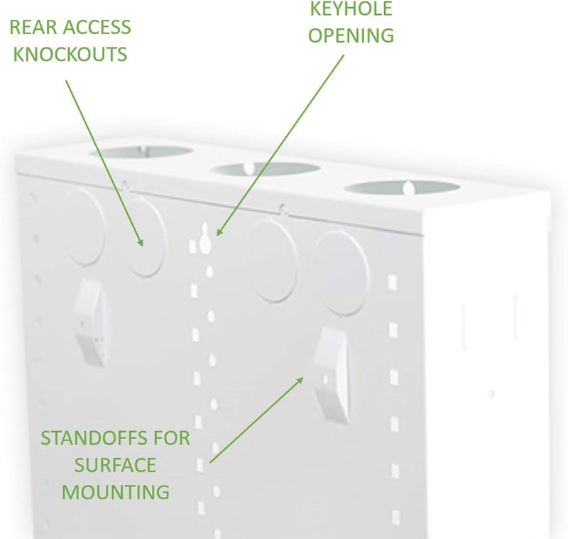OnQ Legrand - 20 Inch Cable Management, In-Wall 20-Gauge Media Box, Structured Wiring Enclosure with 2.5 Inch Openings for Wires, Glossy White, EN2000 - Image 5
