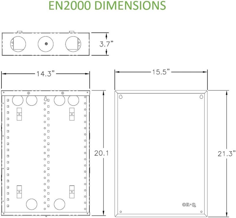 OnQ Legrand - 20 Inch Cable Management, In-Wall 20-Gauge Media Box, Structured Wiring Enclosure with 2.5 Inch Openings for Wires, Glossy White, EN2000 - Image 3