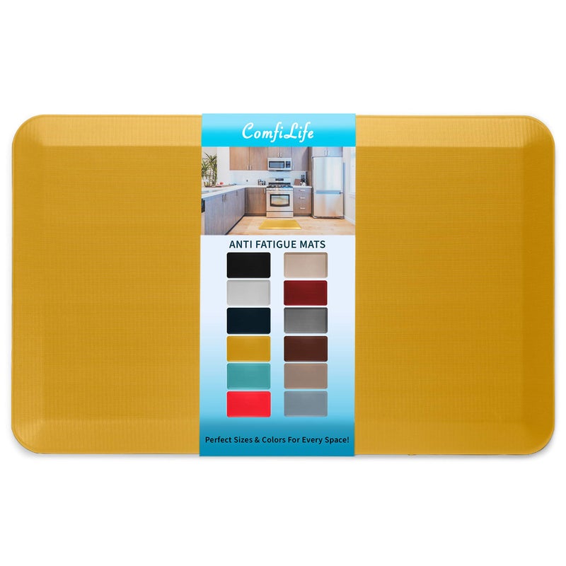 ComfiLife Anti Fatigue Floor Mat  34 Inch Thick Kitchen Mats for Floor Standing Desk Mat Kitchen Rug  Comfort at Home Office  Durable  Stain Resistant  NonSlip Bottom 20 x 32 Mustard