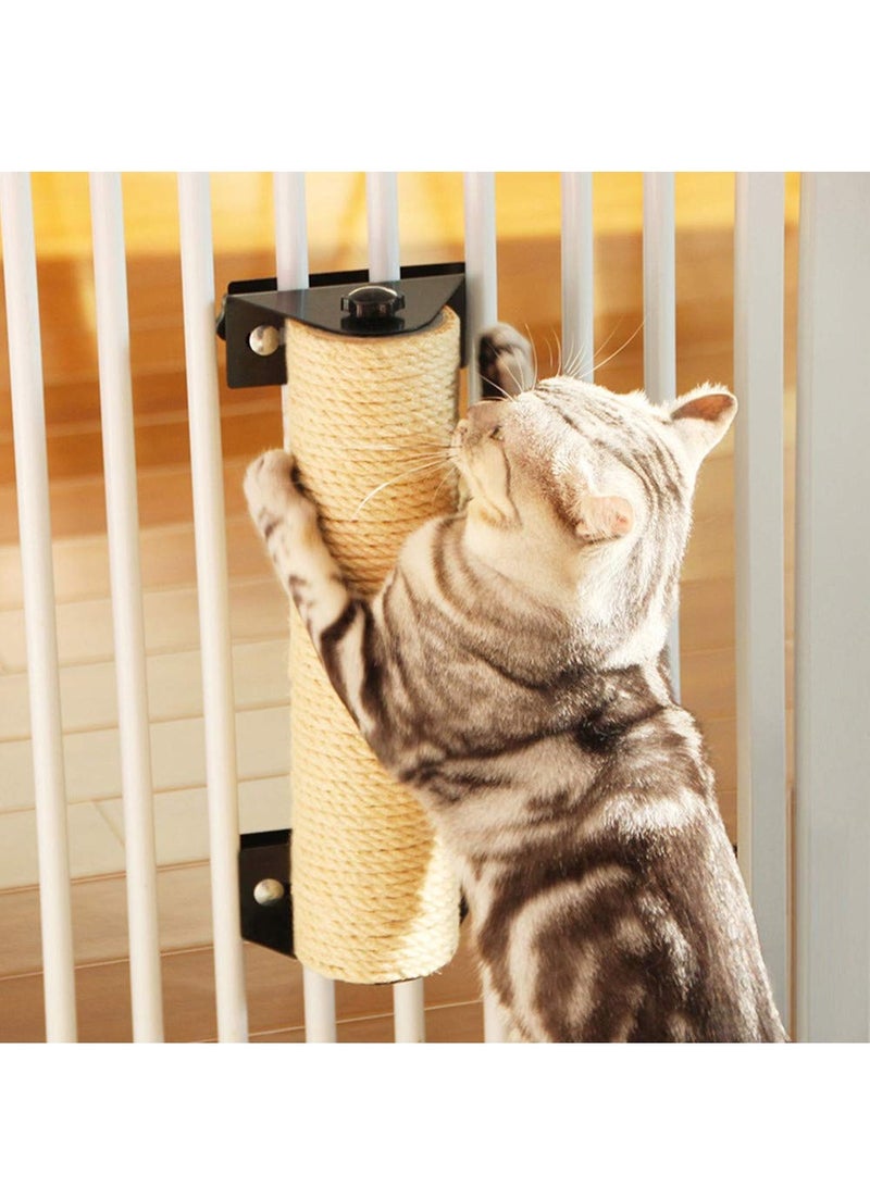 Cat Scratching Post, Wall Mounted Cat Scratcher Grinding Claws Pole, Cat Tree Wall Mounted Flax Cat Scratch Post, Durable Cat Scratching Posts for Indoor Cat Cage (7 x 40 cm) - Image 1