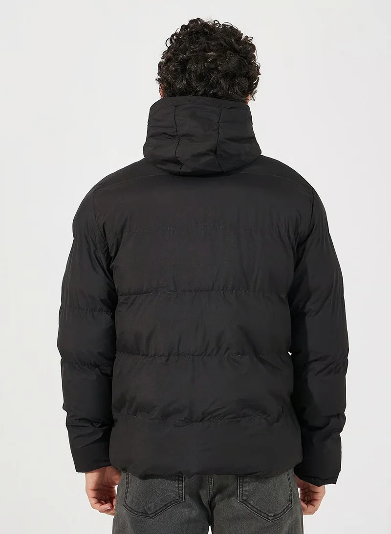 Styli  Quilted Hooded Heavy Puffer Jacket with Front Zip for Men | Best Price UAE