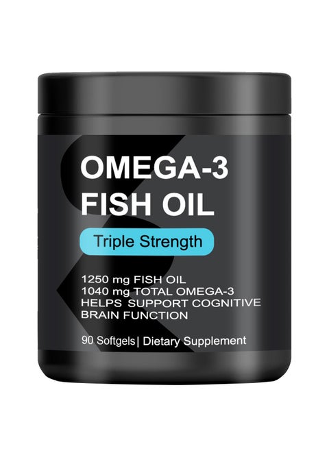 Omega-3,triple Strength, 1250 Mg, Made with ALASKAOMEGA, with Triglyceride EPA & DHA | Heart, Brain & Joint Support | IFOS 5 Star Certified, Non-GMO & Gluten Free - 90 Softgels