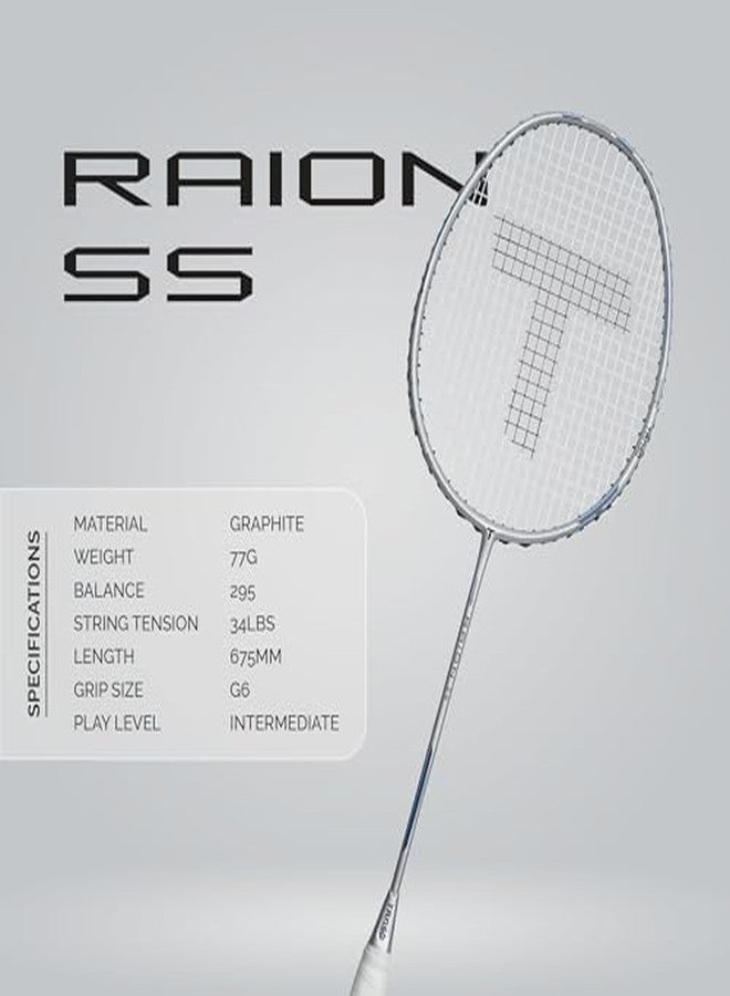 TANSO Raion SS Strung Badminton Racket (34 Lbs Tension, Recommended by Padukone School of Badminton, 77 Grams Ultra Light Weight Full Carbon Fiber with Premium Strings and Full Racquet Cover) - Image 4
