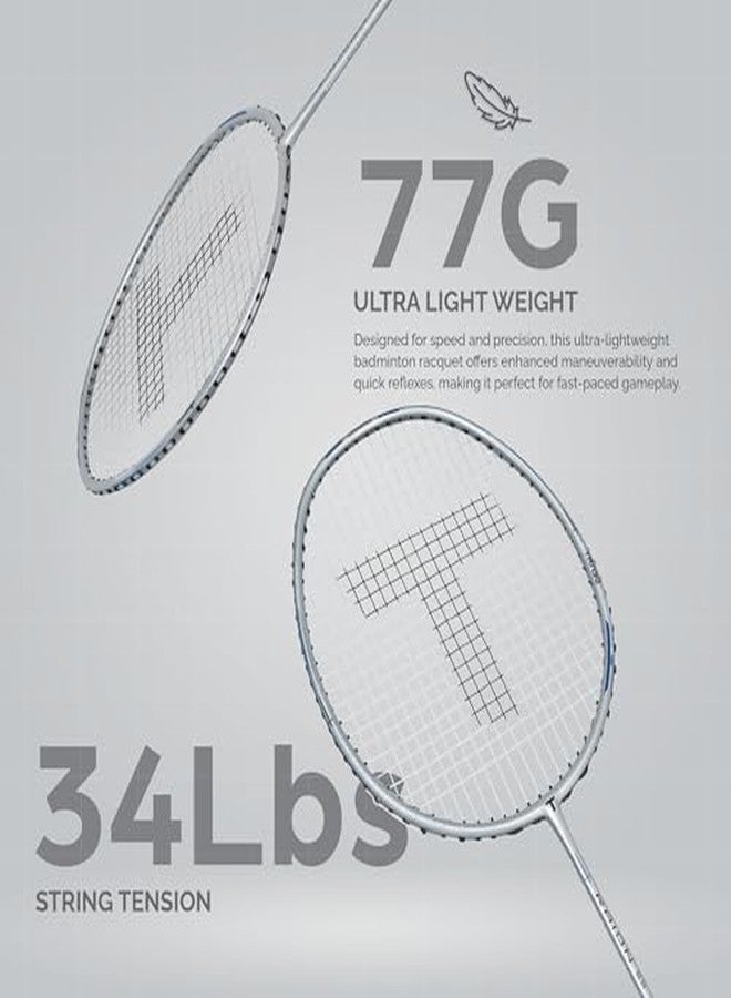 TANSO Raion SS Strung Badminton Racket (34 Lbs Tension, Recommended by Padukone School of Badminton, 77 Grams Ultra Light Weight Full Carbon Fiber with Premium Strings and Full Racquet Cover) - Image 5