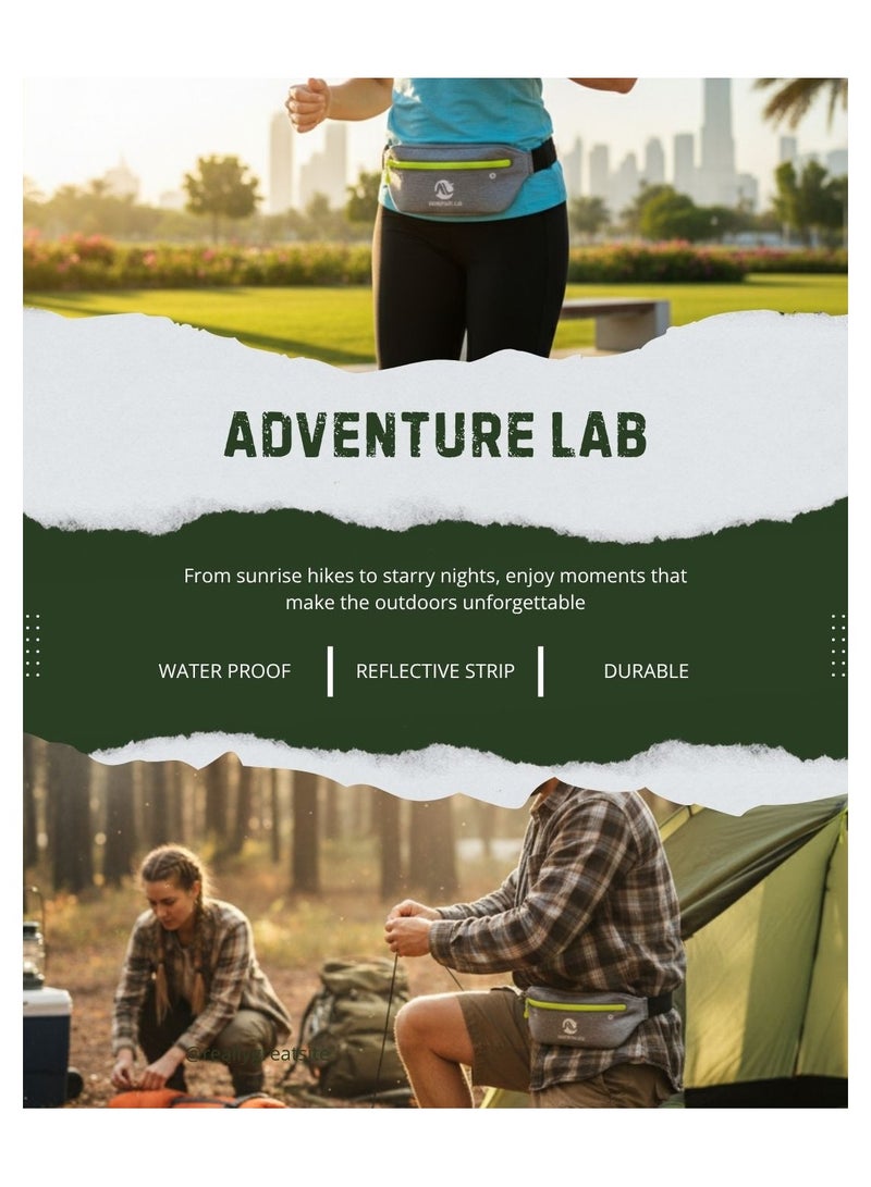 مختبر المغامرة حقيبة حزام الجري المقاومة للماء وحقيبة الخصر للرجال والنساء، حقيبة الجري الرياضية خفيفة الوزن مع حزام قابل للتعديل وجيوب آمنة بسحاب للركض والمشي لمسافات طويلة وركوب الدراجات والسفر - Image 2