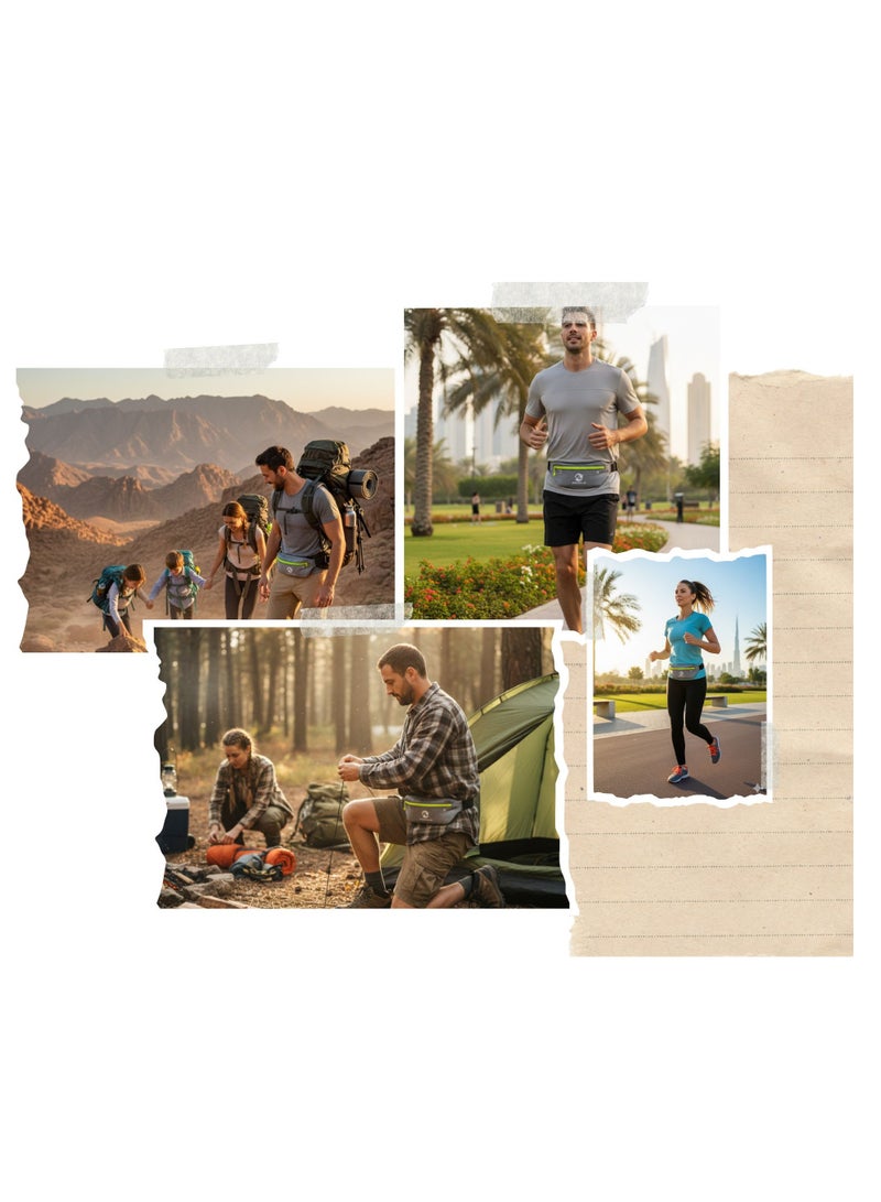 حقيبة حزام الجري المقاومة للماء وحقيبة الخصر للرجال والنساء، حقيبة الجري الرياضية خفيفة الوزن مع حزام قابل للتعديل وجيوب آمنة بسحاب للركض والمشي لمسافات طويلة وركوب الدراجات والسفر