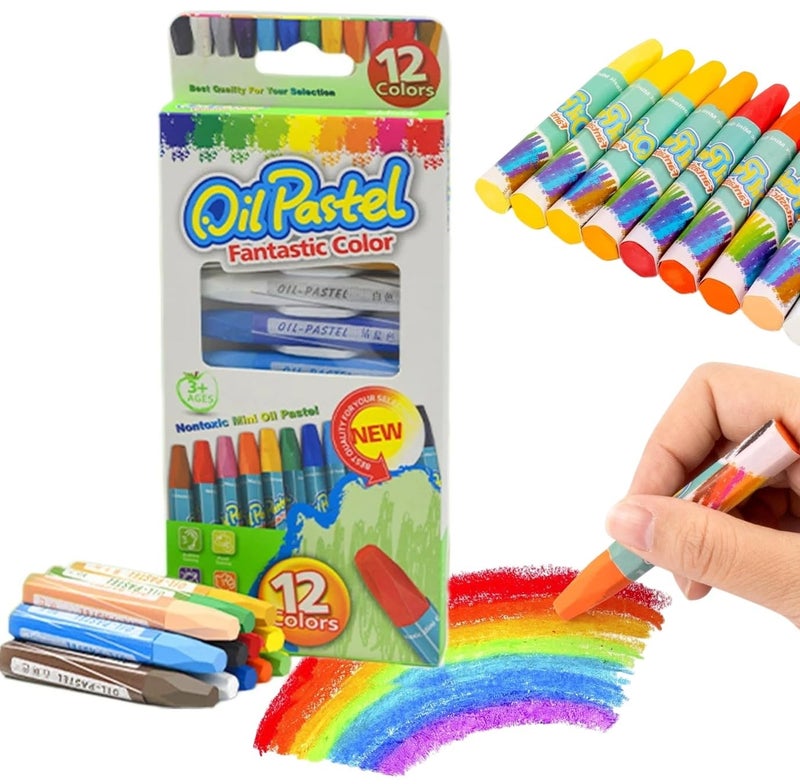 Amitasha 12 Oil Pastels Crayons Colour Set, Soft Oil Pastels Wax Color for Art Painting, Drawing, Blending, Art Supplies for Artists, Beginners, Students Educational Gift - Image 1