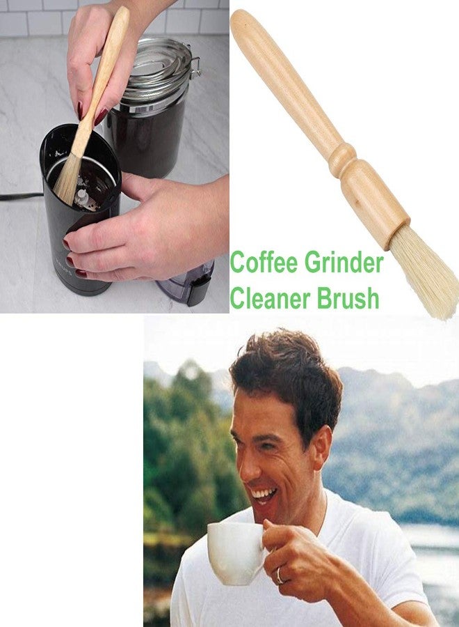 MSART Coffee Grinder Cleaning Brush + Coffee Brush Wood Handle & Natural Bristles Pastry Brush - Image 3