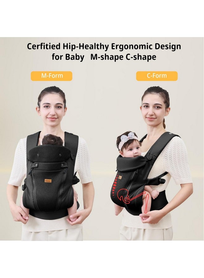 CUBY Baby Carrier Newborn to Toddler - Breathable & Adjustable Ergonomic Front Carriers with Head Support and Sunshield, Hands-Free Newborn Carrier Hold up to 40lbs (Black, Upgraded-with Waist Belt) - Image 1