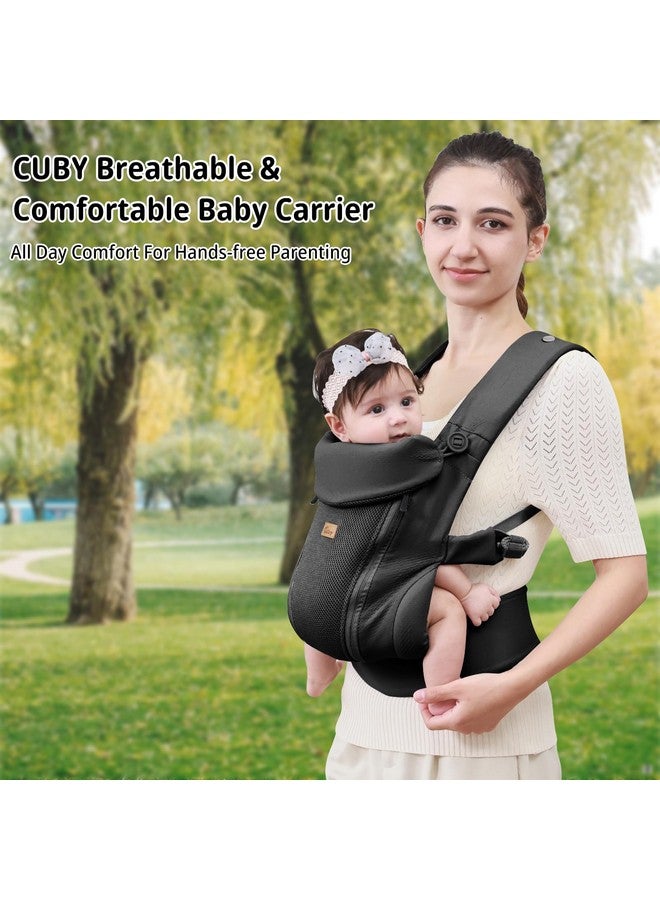 CUBY Baby Carrier Newborn to Toddler - Breathable & Adjustable Ergonomic Front Carriers with Head Support and Sunshield, Hands-Free Newborn Carrier Hold up to 40lbs (Black, Upgraded-with Waist Belt) - Image 4