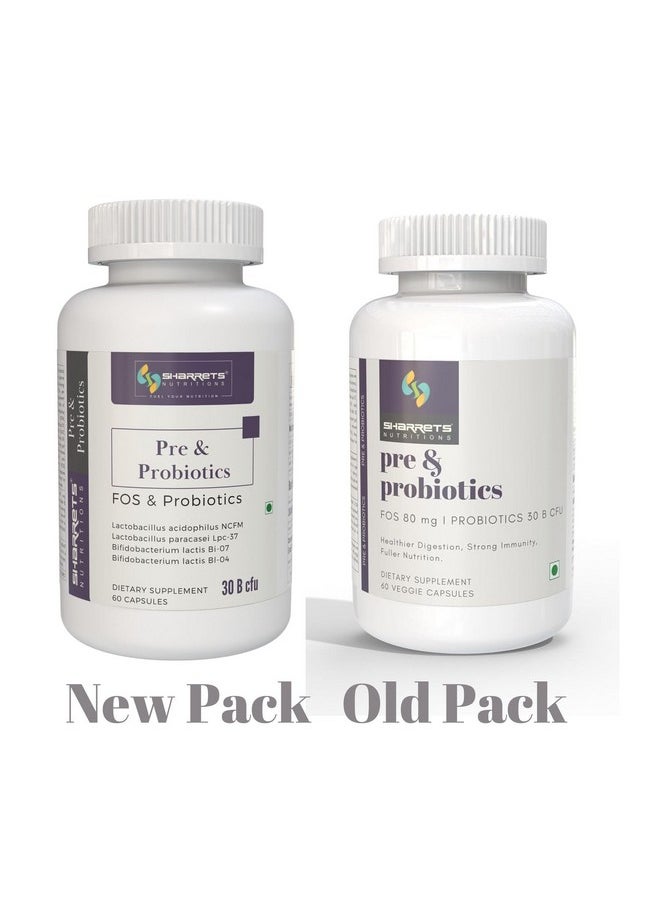 Sharrets Pre & Probiotics 60 Capsules - Gut Health Supplement With Fos Prebiotics & 30 B Cfu Probiotic Cultures  - Image 4