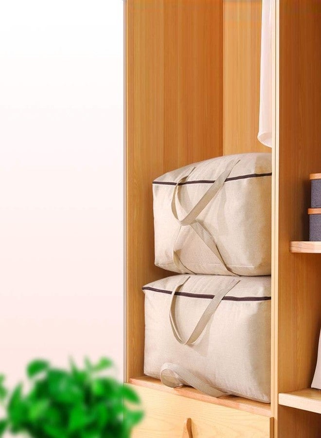 BLACKBOXES Canvas Cotton Soft Storage Bags with 3-side Zip Handles, Bedding, Sweaters, Clothes Organizer in Wardrobe, (Pack of 1) - Image 3