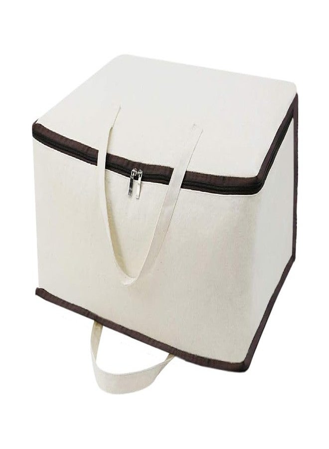 BLACKBOXES Canvas Cotton Soft Storage Bags with 3-side Zip Handles, Bedding, Sweaters, Clothes Organizer in Wardrobe, (Pack of 1) - Image 1