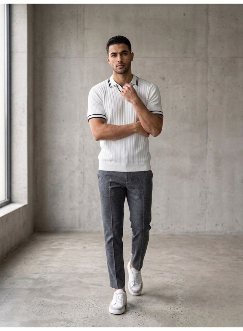 Hikes Premium Ribbed Viscose Polo T-Shirt for Men Soft Breathable Short Sleeve Elegant Casual Wear - Image 2