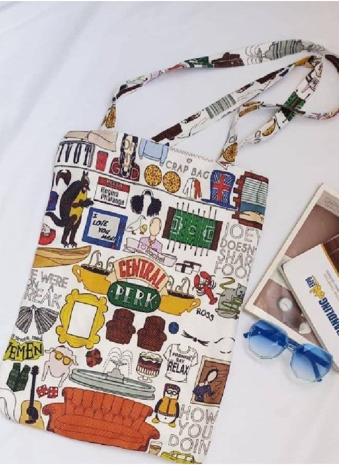 شنطة رسومات مختلفة خامه سايبا متعدده الالوان