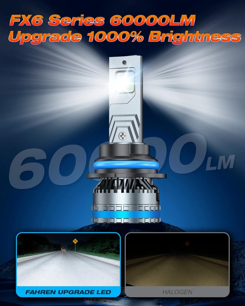 FAHREN 9007/HB5 Bulbs,Upgraded 120W 60000LM fog Lighting Bulb with fan, 6500K Cool White IP68 Waterproof,Pack of 2 - Image 2