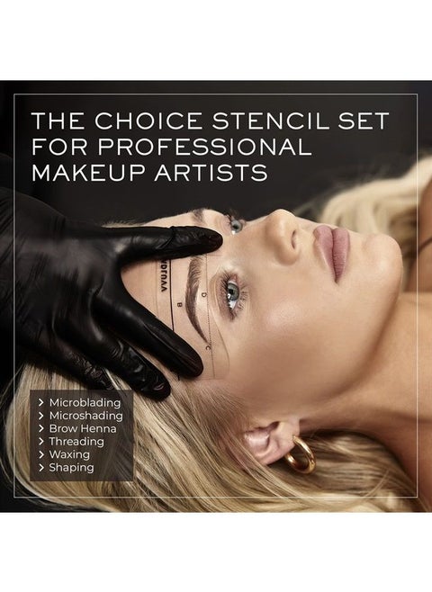 Eyebrow Shaper Stencils, Reusable Brow Microblading Template for PMU Professionals, Semi-Permanent Tattoo Makeup Mapping, 3 Pliable Plastic Shapes - 2 Width Sizes, 3 Thickness Levels - 6 Pack