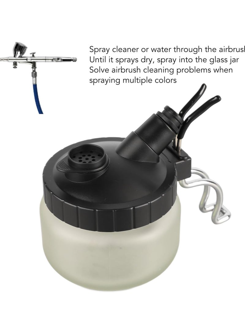 GGOOT Airbrush Cleaning Kit, Glass Airbrush Cleaning Pot with Filter Cotton & Connector, Universal Glass Cleaning Pot Jar with Holder for Most Airbrush, Nails Brush, Nozzle Cleaning  - Image 2