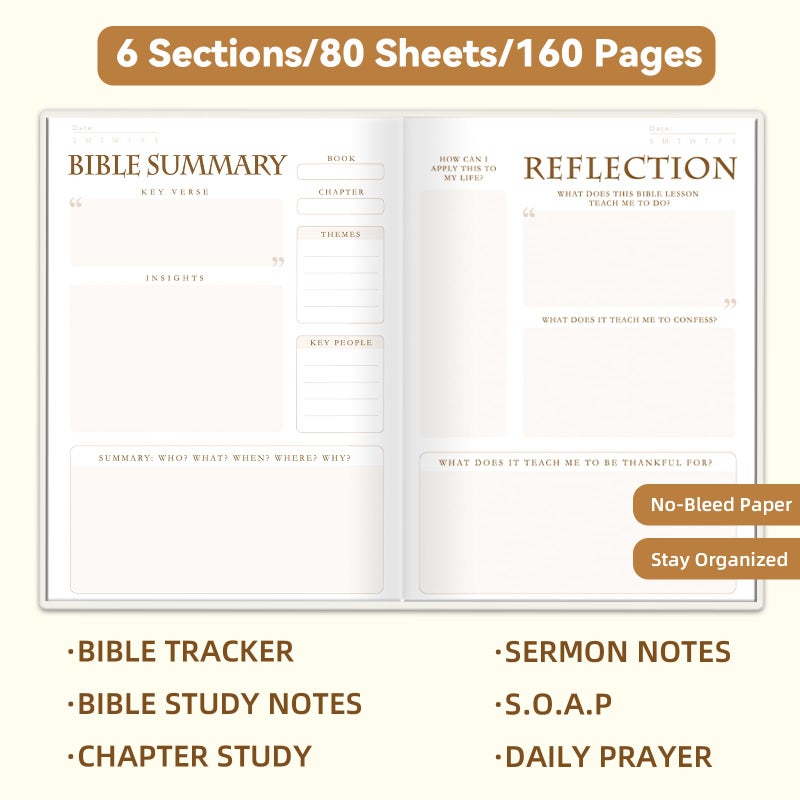 XKDOUS Bible Journal Church Notes Journal, Bible Notebooks Study Supplies, Sermon & S.O.A.P Bible Study Journals for Note Taking, Christian Notebook for Women with Notes and Tabs, Linen Pink - Image 3