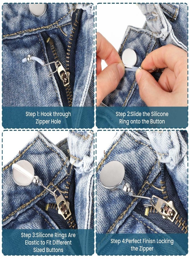 Ymapinc 10 Pcs Zipper Holder Upper for Jeans, Zipper Locks Slipping Stopper Keep Zippers up on Pants Hooks for Jeans Buttons Clasp to Keep Pants Zippers up - Image 3