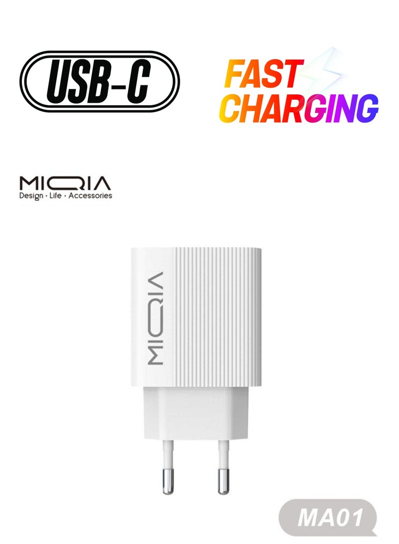 Miqia MA01 Fast Charger With Type C cable White - Image 1
