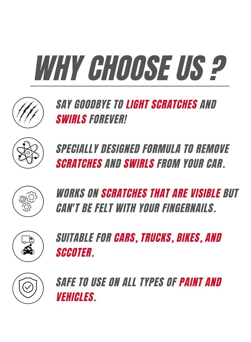 GETSUN Car Scratch Remover Kit GT-7109 Paint Scratch Repair Cream Polish Compound Swirl Remover Light Scratch Cleaner Scuff Mark Remover Car Body Paint Restorer Kit with Sponge Cloth for Car Bike SUV Truck. - Image 5
