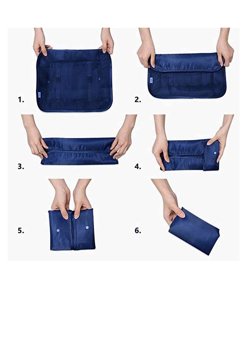 DUNISO 7 Pcs/Set Square Travel Luggage Storage Bags Clothes Organizer Pouch Case(Deep Blue) - Image 5