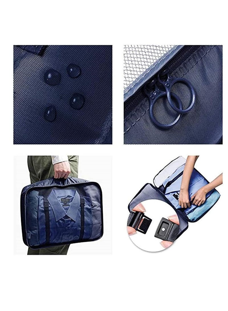 DUNISO 7 Pcs/Set Square Travel Luggage Storage Bags Clothes Organizer Pouch Case(Deep Blue) - Image 4