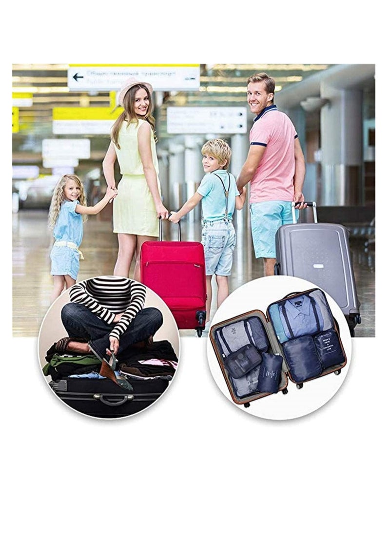 DUNISO 7 Pcs/Set Square Travel Luggage Storage Bags Clothes Organizer Pouch Case(Deep Blue) - Image 2