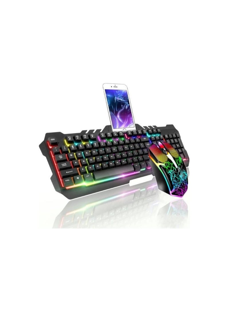 Wired Gaming Keyboard and Mouse Combo – USB LED Backlit Keyboard and Mouse Set for Gaming, Work & Home Use 
