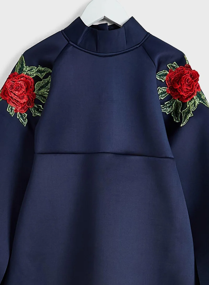 Little Golden Apple Rose Embroidered Dress
