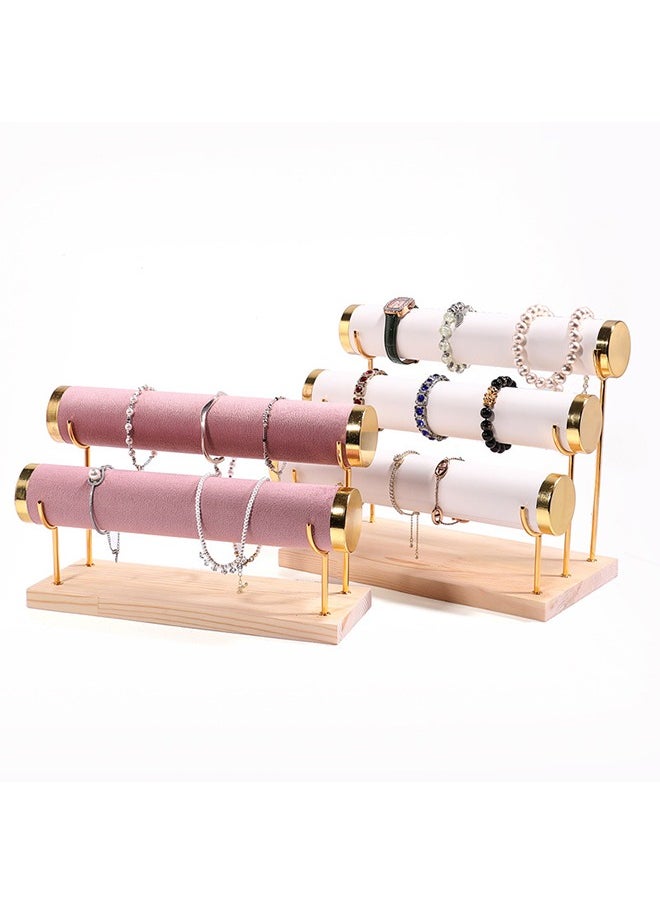 3 Tier Bracelet Rack,Beige Velvet Material,Jewelry Organizer and Display Rack,Detachable Bracelet Display Rack,Suitable for Organizing Watches/Bracelets/Necklaces