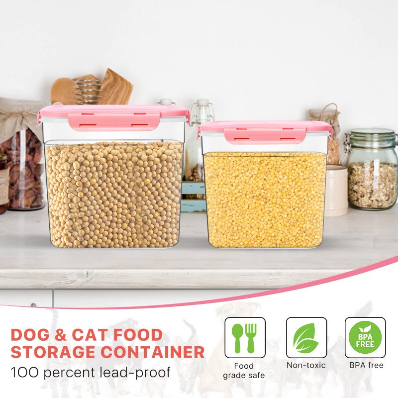 Elesunory 3 Pieces Animal Food Storage Containers, Plastic Dog Food Storage Container with Spoon, 4 Seal Buckles Pet Food Storage Containers for Dog Cat Treats(3.8 L+ 2.3L +1.2L) - Image 5