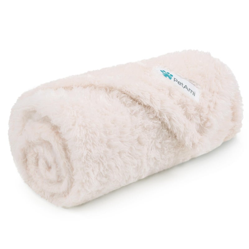 PetAmi Dog Blanket for Small Dogs Beige Fluffy Soft Puppy Blanket Sherpa Fleece Cat Blanket for Kitten Doggie Calming Pet Blanket Throw for Couch Sofa Bed Washable Small 24x32