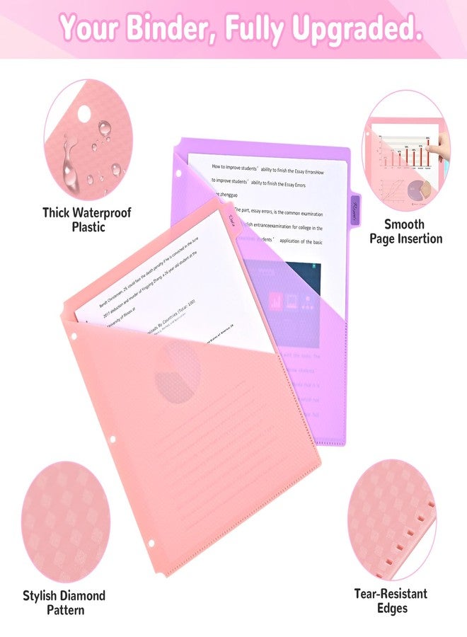 SUIN Binder Dividers with Pockets, 8 Tab - Heavy Duty Plastic Dividers for 3 Ring Binder, Letter Size Poly Page Separators with Tabs & Label Stickers, Diamond Texture, 8 Pastel Colors, 1 Pack - Image 4