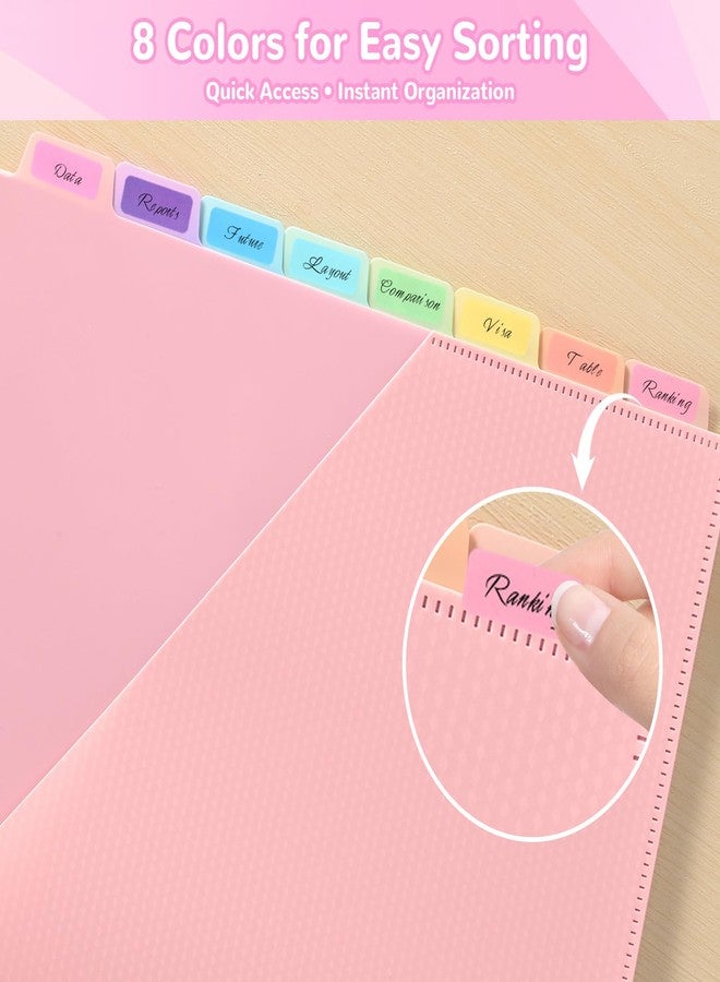 SUIN Binder Dividers with Pockets, 8 Tab - Heavy Duty Plastic Dividers for 3 Ring Binder, Letter Size Poly Page Separators with Tabs & Label Stickers, Diamond Texture, 8 Pastel Colors, 1 Pack - Image 5