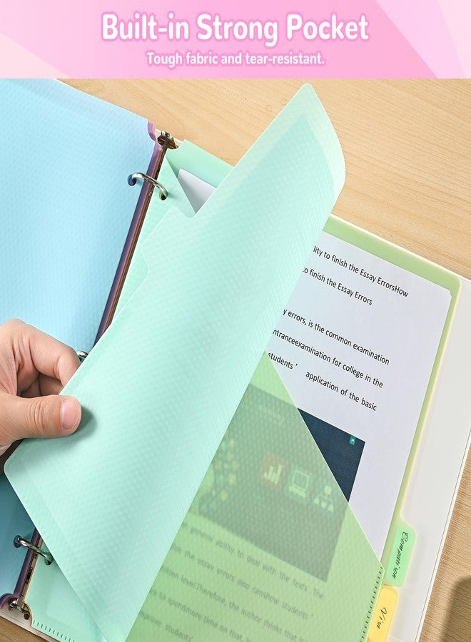SUIN Binder Dividers with Pockets, 8 Tab - Heavy Duty Plastic Dividers for 3 Ring Binder, Letter Size Poly Page Separators with Tabs & Label Stickers, Diamond Texture, 8 Pastel Colors, 1 Pack - Image 3