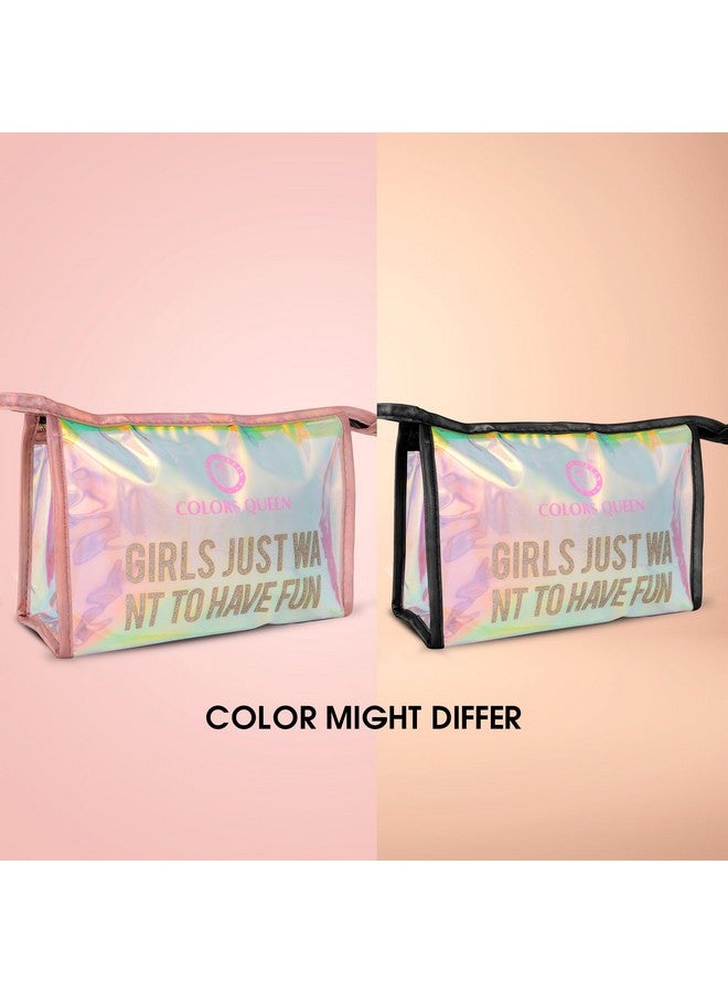 COLORS QUEEN Girls Just Want To Have Fun Rainbow Makeup Pouch | Cosmetic Organizer Bag Waterproof Makeup Pouch For Women And Girl - Image 2