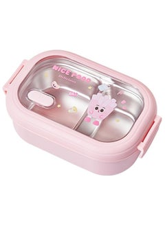 TYCOM Stainless Steel Lunch Box for Kid School Insulated Bento Lunch Box 2 Compartment Divided Lunch Containers with Lids Leakproof BFA Free Dishwasher Safe Chips Pink. 