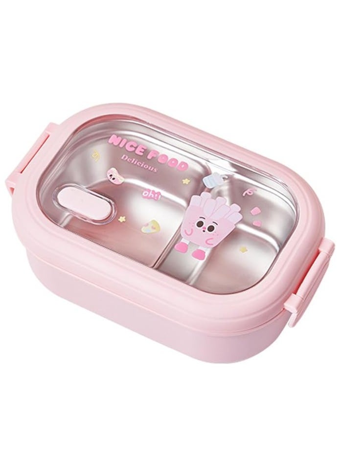 TYCOM Stainless Steel Lunch Box for Kid School Insulated Bento Lunch Box 2 Compartment Divided Lunch Containers with Lids Leakproof BFA Free Dishwasher Safe Chips Pink. 