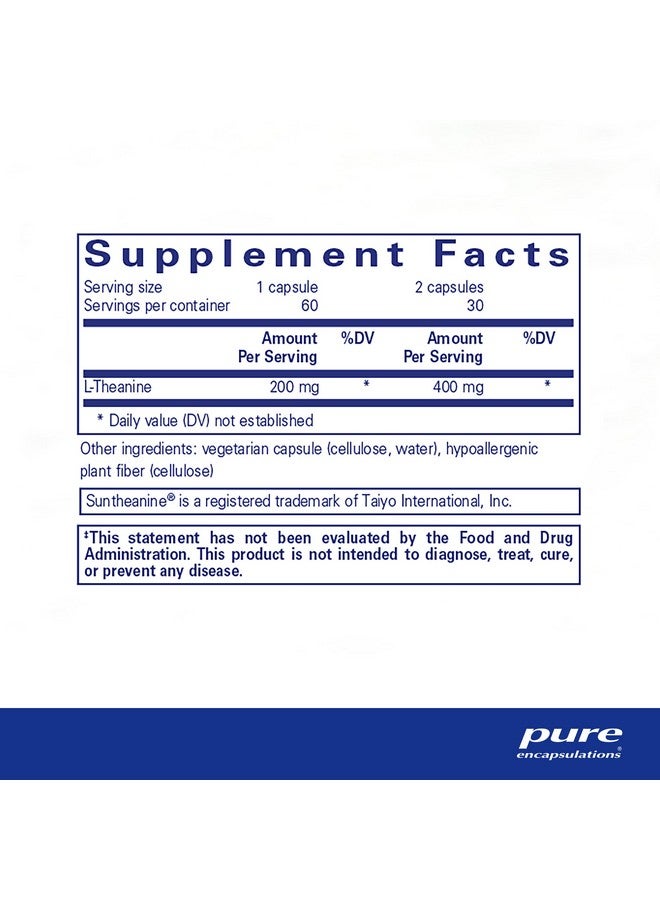 Pure Encapsulations Ltheanine ; Amino Acid Supplement For Relaxation* ; 60 Capsules - Image 3