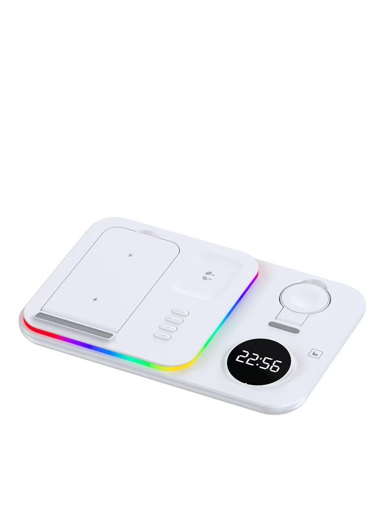 Wireless charger clock wireless charging 30W multifunctional wireless charging magnetic suction wireless charging (ivory white dazzling light model) - Image 3