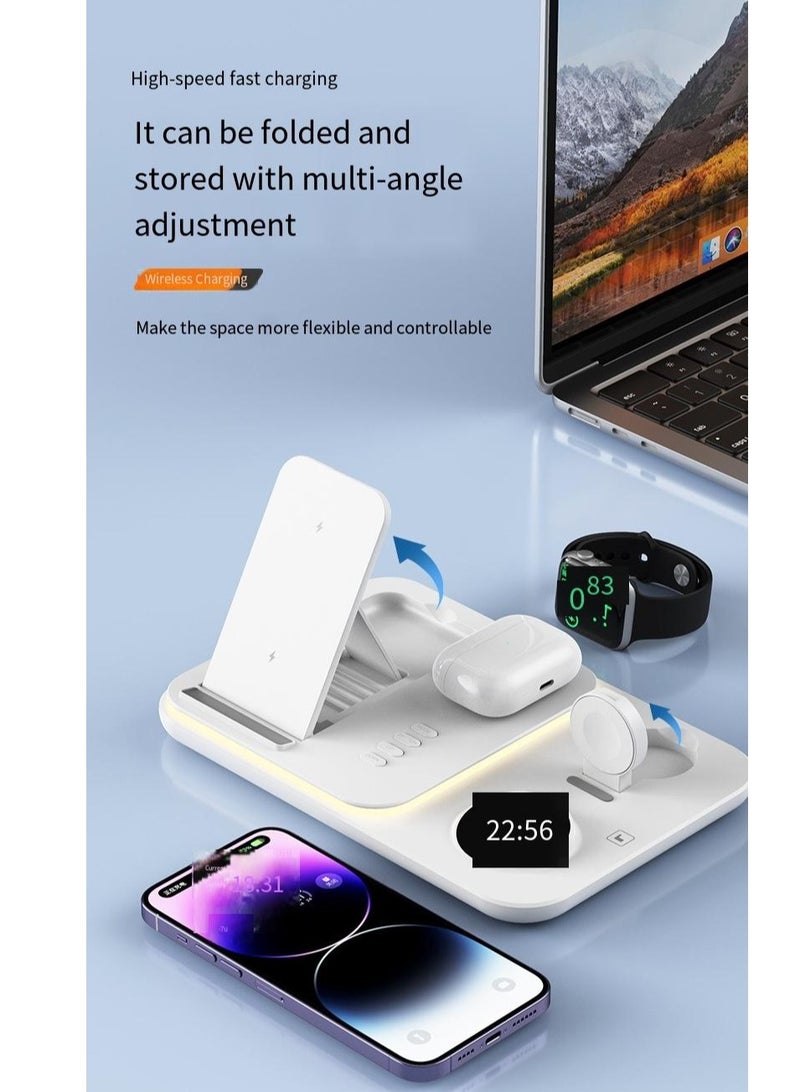 Wireless charger clock wireless charging 30W multifunctional wireless charging magnetic suction wireless charging (ivory white dazzling light model) - Image 4