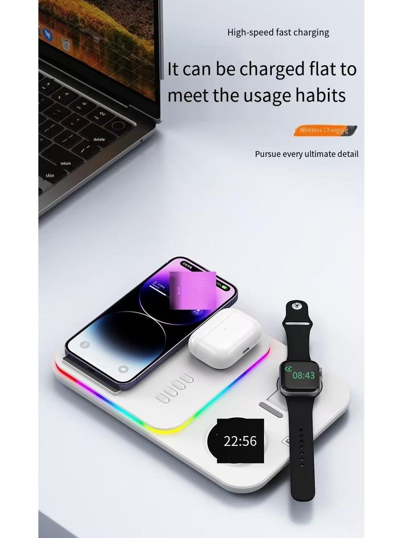 Wireless charger clock wireless charging 30W multifunctional wireless charging magnetic suction wireless charging (ivory white dazzling light model) - Image 2