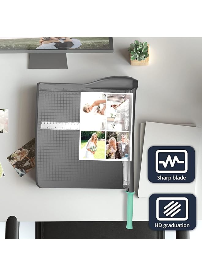 إيروريكس قاطع ورق بطول 12 بوصة، مقص ورق شبكي، مقصلة صور، مقصلة ورق شديدة التحمل، قواطع وقواطع للورق المقوى، أعمال ورقية، قطاعة ورق للمكتب والمنزل والمدرسة - Image 4